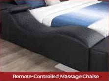 Zoya black faux leather modern Queen bed with reading lights massage lounge and bluetooth speakers