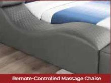 Zoya grey faux leather modern Queen bed with reading lights massage lounge and bluetooth speakers