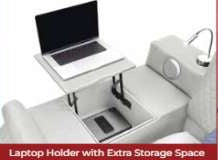 Zoya ice faux leather modern Queen bed with reading lights massage lounge and bluetooth speakers