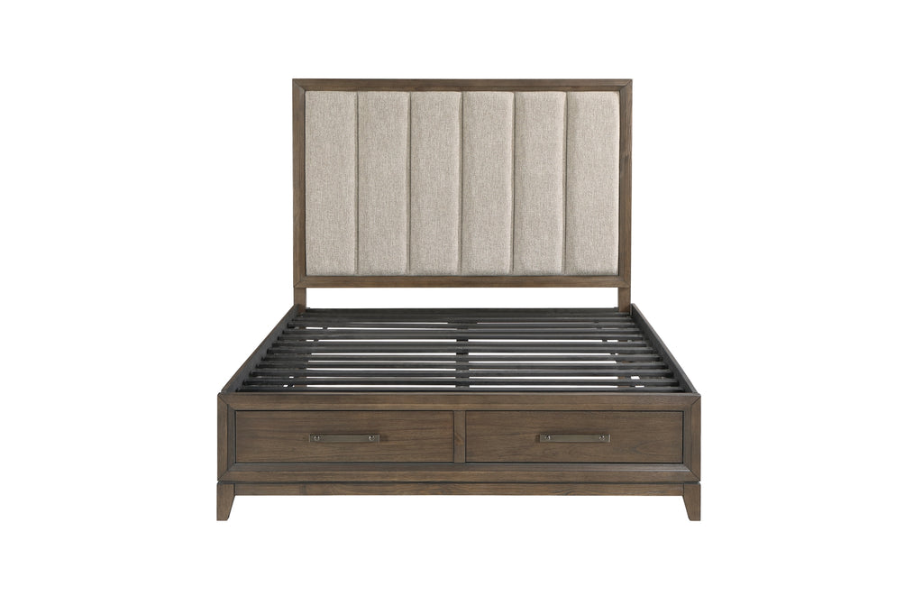 Homelegance 1422-4PC 4 pc Herman wire brushed dark charcoal finish wood queen platform bedroom set footboard drawers