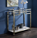 Acme AC00159 Neilo Orren ellis metallic finish metal frame glass top kitchen island tea / bar cart
