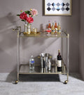 Acme AC00160 Neilo Orren ellis metallic finish metal frame and acrylic legs glass shelves kitchen island tea / bar cart