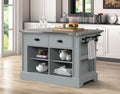 Acme AC00187 House of Hampton urrur grey finish wood frame stainless steel top kitchen island cart with drawers