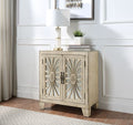 Acme AC00197 One allium way railsback antique beige finish wood bombay chest with mirror front cabinet doors