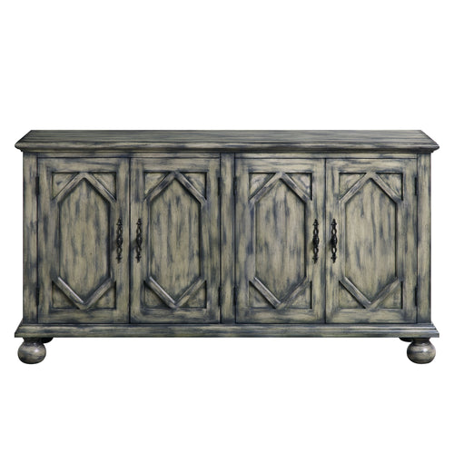 Acme AC00199 Rosalind wheeler hanny pavan antique grey finish wood bombay chest with carved front cabinet doors
