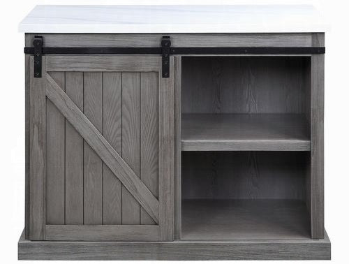 Acme AC00308  Gauri grey oak finish wood hall console entry marble top