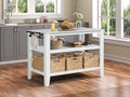 Acme AC00395 House of Hampton Sezye white finish wood frame faux marble top kitchen island cart with baskets