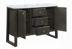 Acme AC00425 Madan weathered gray oak finish wood marble top dining buffet server sideboard cabinet