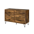 Acme AC00543 Hestia walnut finish wood mid century modern reclimed look 6 drawer bedroom dresser