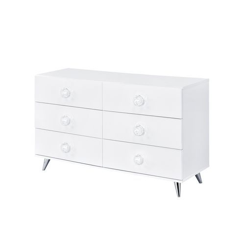 Acme AC00549 Elms white finish wood 6 drawer bedroom dresser