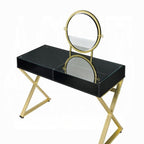 Acme AC00669 Mercer 41 ballesteros Coleen black finish wood and gold frame vanity / make up / desk with mirror