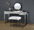 Acme AC00840 Mercer 41 ballesteros myles alligator texture silver finish and chrome frame vanity / desk mirror