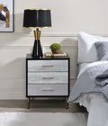 Acme AC00842 Myles black and silver faux alligator print front 3 drawer bedroom nightstand