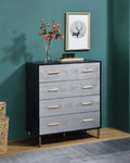 Acme AC00959 Myles black and silver faux alligator print front 4 drawer bedroom chest