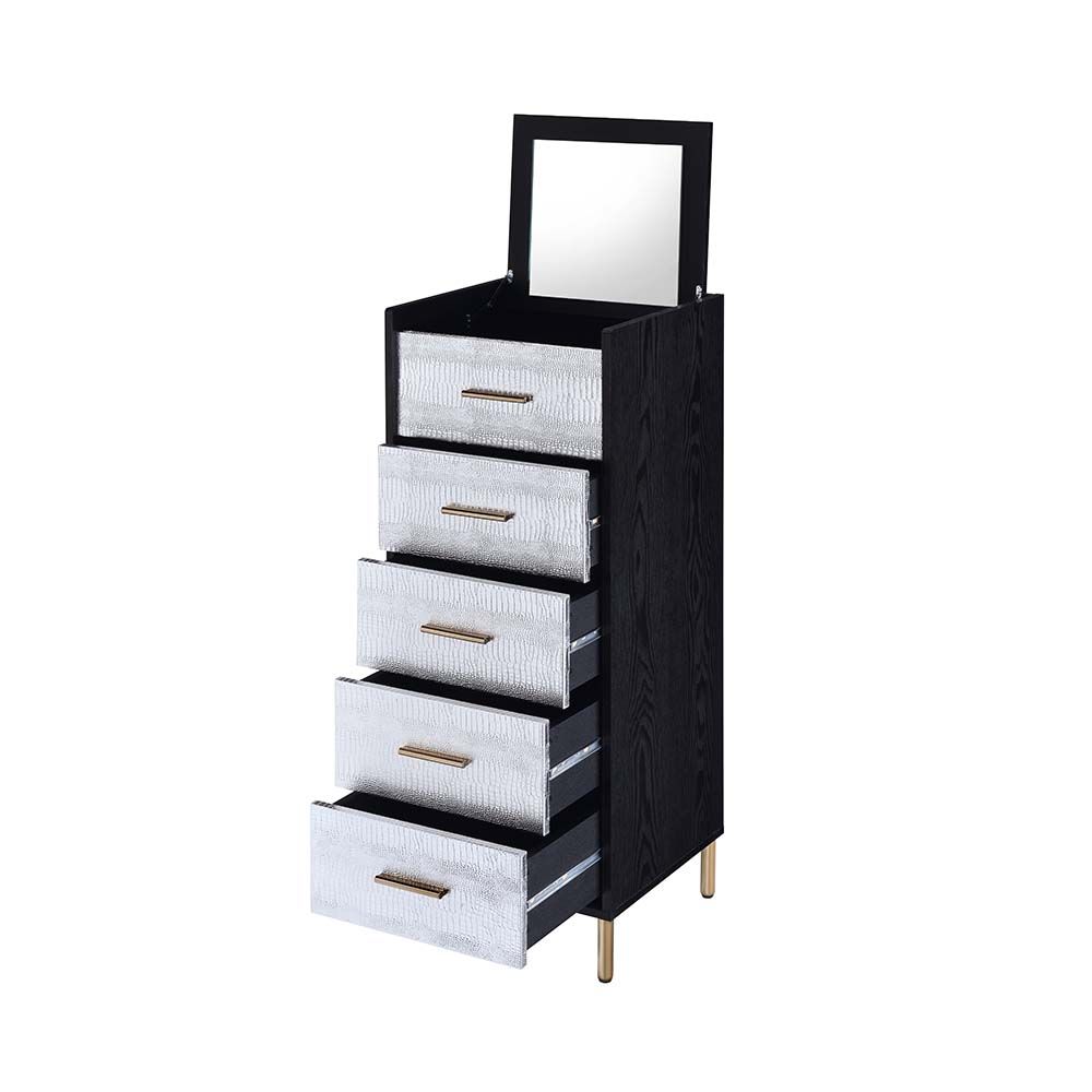 Acme AC01167 Tonwin home lockers myles black / silver and gold finish jewelry armoire cabinet