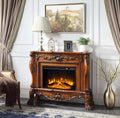 Acme AC01309 Orren ellis jacqueline dresden cherry oak finish wood 47" wide fireplace carved accents