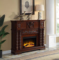 Acme AC01312 Orren ellis jacqueline vendome cherry finish wood 59" wide fireplace carved accents