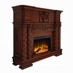 Acme AC01312 Orren ellis jacqueline vendome cherry finish wood 59" wide fireplace carved accents
