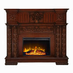 Acme AC01312 Orren ellis jacqueline vendome cherry finish wood 59" wide fireplace carved accents