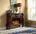 Acme AC01315 Orren ellis jacqueline versailles cherry oak finish wood 47" wide fireplace carved accents