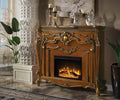 Acme AC01344 Picardy honey oak finish wood 59" wide fireplace carved accents