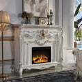 Acme AC01345 Picardy antique pearl finish wood 59" wide fireplace carved accents