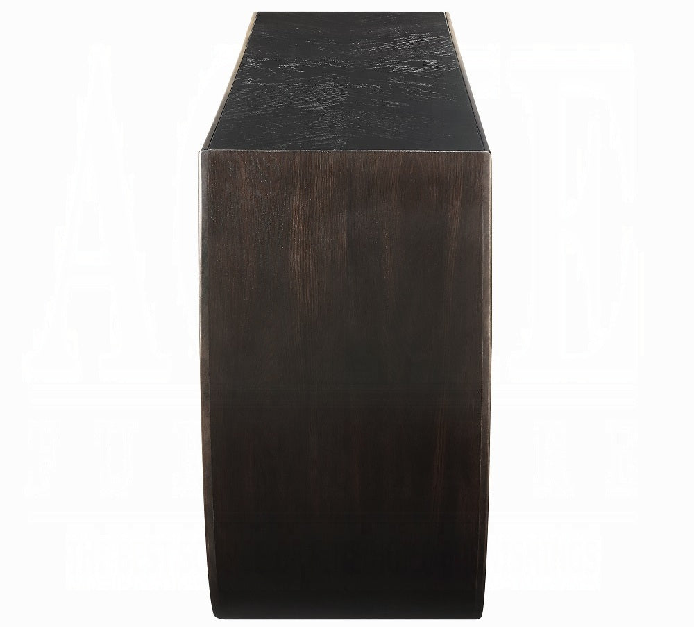 Acme AC01924 Maceo black and gold finish wood half circle 70" hall entry console table