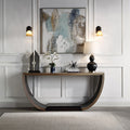 Acme AC01924 Maceo black and gold finish wood half circle 70" hall entry console table