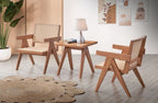 Acme AC02375-76 3 pc Velentina natural finish wood rattan seating mid century modern accent chair and table set