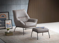 Acme AC02385 2 pc Jabel khaki top grain leather accent chair and ottoman metal frame