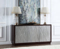 Acme AC02502 Geranio antique metallic silver finish and walnut finish wood server buffet console cabinet