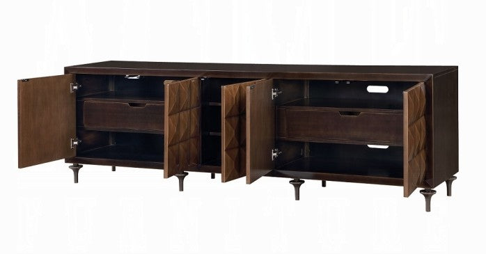 Acme AC02503 Diya forged bronze metallic faceted finish and espresso finish wood server buffet console cabinet