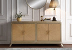 Acme AC02504 Dodi natural oak sunburst and champagne finish wood server buffet console cabinet