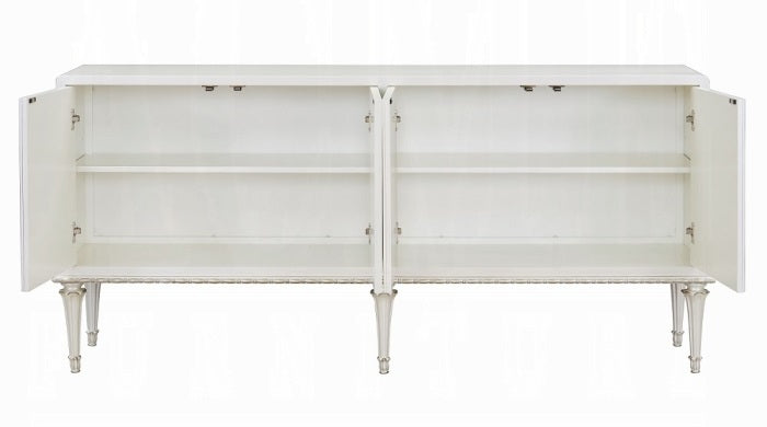 Acme AC02506 Ansaldo pearl white and silver shimmer finish server buffet console cabinet
