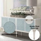 Acme AC02506 Ansaldo pearl white and silver shimmer finish server buffet console cabinet