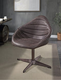 Acme AC02582 Pipino antique ebony top grain leather swivel mid century modern accent chair