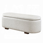 Sandro Beige Boucle Fabric Padded Lift-Top Oval Storage Bedroom Bench – BD02652