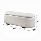 Sandro Beige Boucle Fabric Padded Lift-Top Oval Storage Bedroom Bench – BD02652