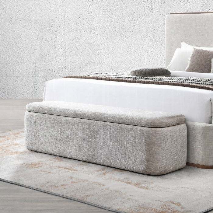 Orane Grey Linen Fabric Padded Bedroom Bench – BD02654