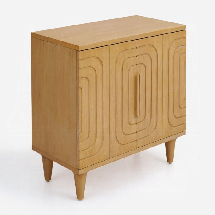 Acme AC02894 Lore geometric design oak finish solid mahogany wood console entry hall sideboard cabinet