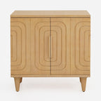 Lore Oak Finish Geometric Design Solid Mahogany Wood Console Entry Hall Sideboard Cabinet – AC02894