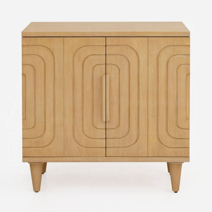 Acme AC02894 Lore geometric design oak finish solid mahogany wood console entry hall sideboard cabinet