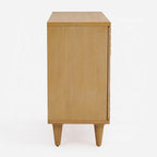Lore Oak Finish Geometric Design Solid Mahogany Wood Console Entry Hall Sideboard Cabinet – AC02894