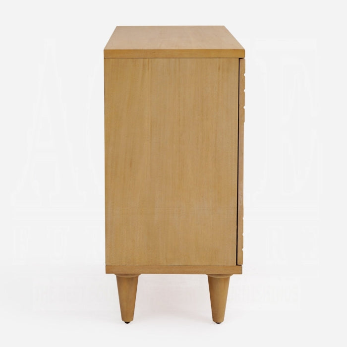 Acme AC02894 Lore geometric design oak finish solid mahogany wood console entry hall sideboard cabinet