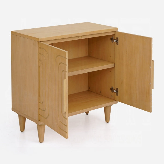 Lore Oak Finish Geometric Design Solid Mahogany Wood Console Entry Hall Sideboard Cabinet – AC02894
