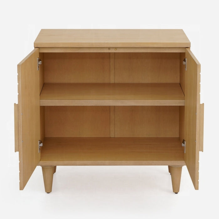 Acme AC02894 Lore geometric design oak finish solid mahogany wood console entry hall sideboard cabinet