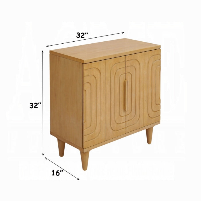 Lore Oak Finish Geometric Design Solid Mahogany Wood Console Entry Hall Sideboard Cabinet – AC02894