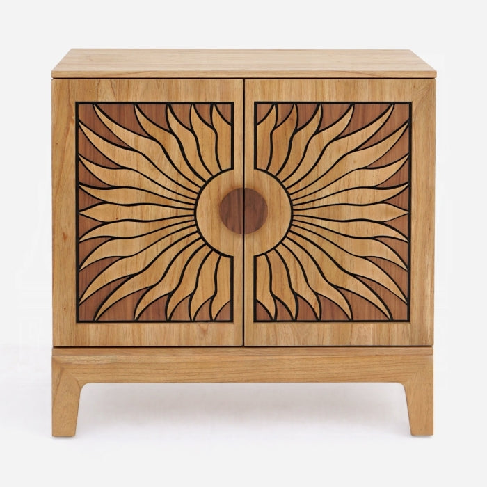 Acme AC02896 Lola sun design oak finish solid mahogany wood console entry hall sideboard cabinet