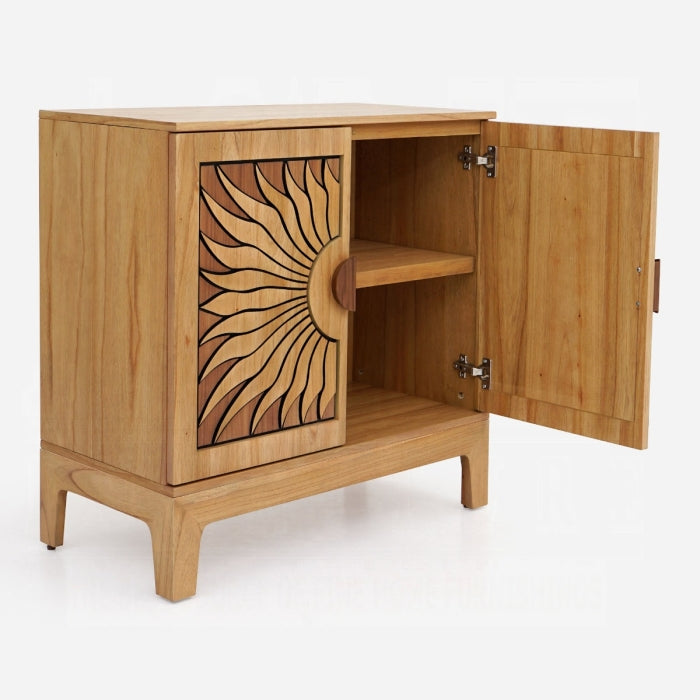 Acme AC02896 Lola sun design oak finish solid mahogany wood console entry hall sideboard cabinet