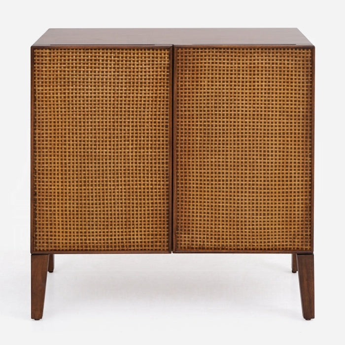 Acme AC02897 Lois rattan webbing design walnut finish solid mahogany wood console entry hall sideboard cabinet
